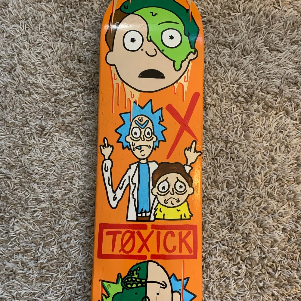 Hand painted Rick and Morty skateboard
